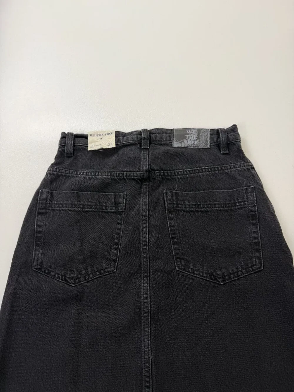 Free People We The Free Wild Roses Black Denim Midi Skirt NWT Size 25